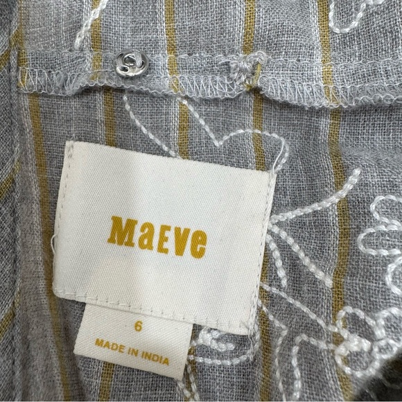 Anthropologie Maeve Tisdale Embroidered Tassel Midi Dress Women 6 Oversized Gray - Picture 12 of 16